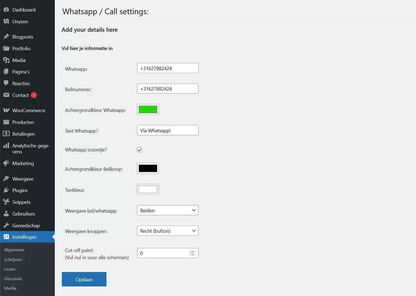 Whatsapp- & Belknop Plugin