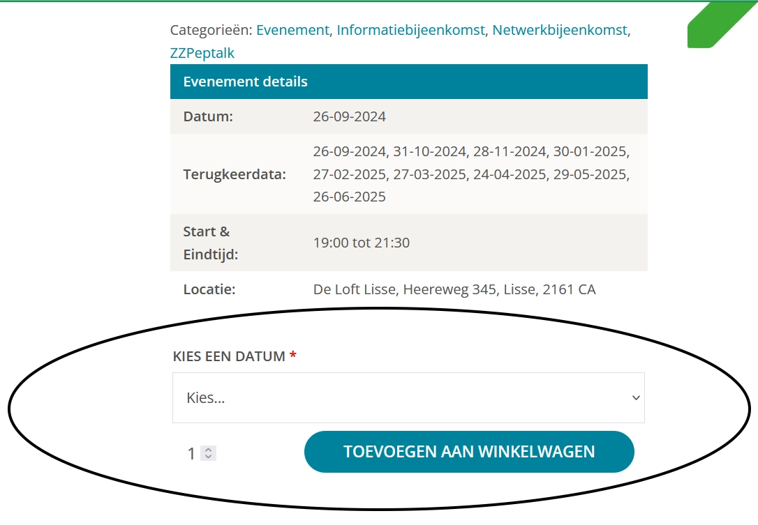 Terugkerende datum bezoekers