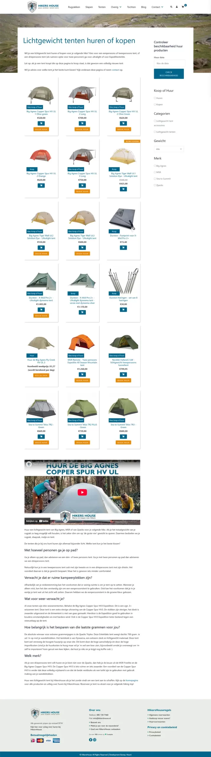 Portfolio HikersHouse tent producten